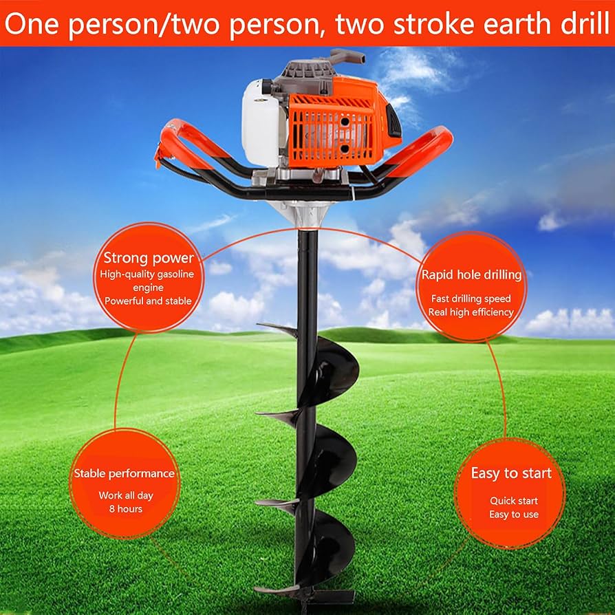 52CC Auger Post Hole Digger, 2 Stroke Gas Powered Earth Post